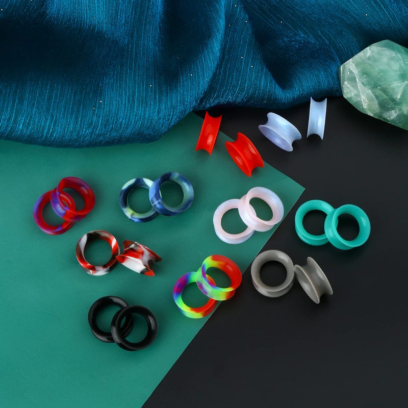 COCHARM 20 PCS Thin Silicone Ear Plugs Tunnels Double Flared Flexible Tunnel Ear Stretching Plug Gauge Body Piercing Jewelry 1/2"(12MM) - Image 2